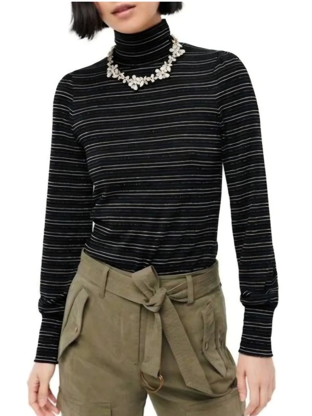 J. Crew Metallic Striped Super Cozy Turtleneck NWT Sz Medium